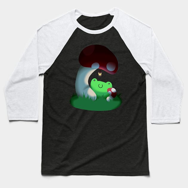 Mushroom Frog Baseball T-Shirt by Jota